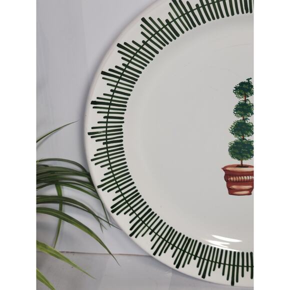 Vintage Alabaster Giardino Deruta Italy Charger Service Plate Topiary - Picture 3 of 5